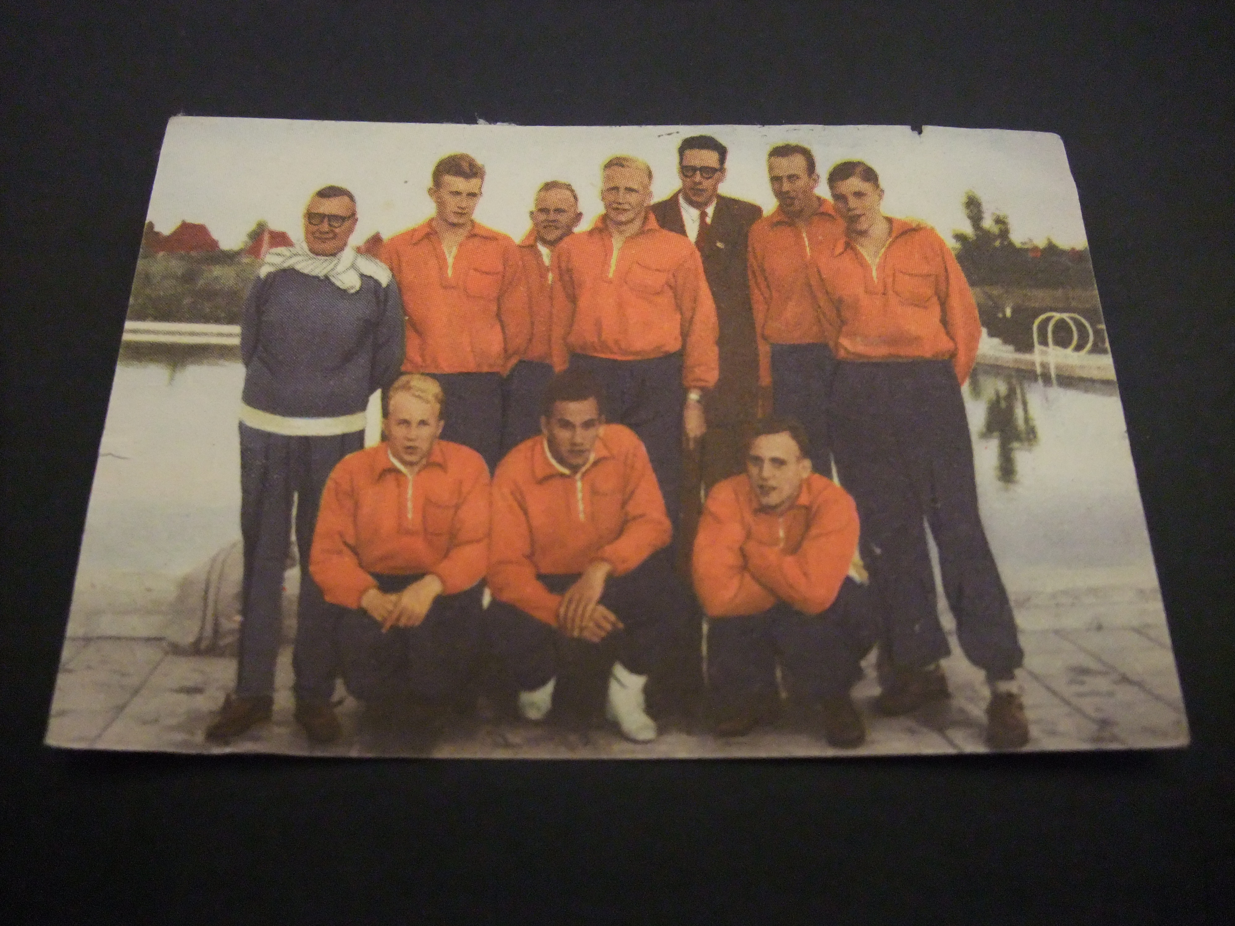 Nederlandse mannen waterpoloploeg trainer Frans Kuyper 1952